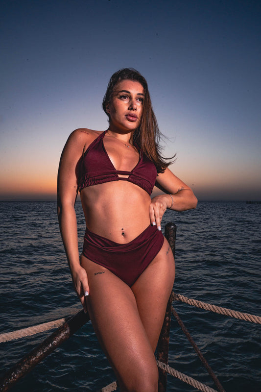 THE "BURGANDY" GLOW BIKINI TOP
